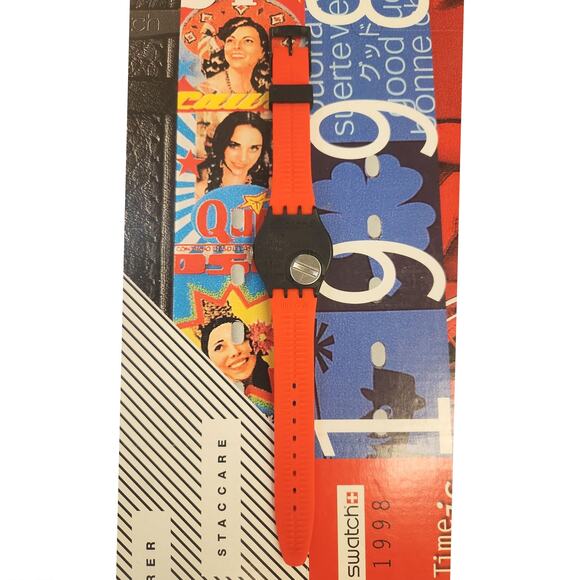 Swatch RED GRIN GB754 Standard Gents Designed by Martin Norrlind DayDate watch - Picture 6 of 8